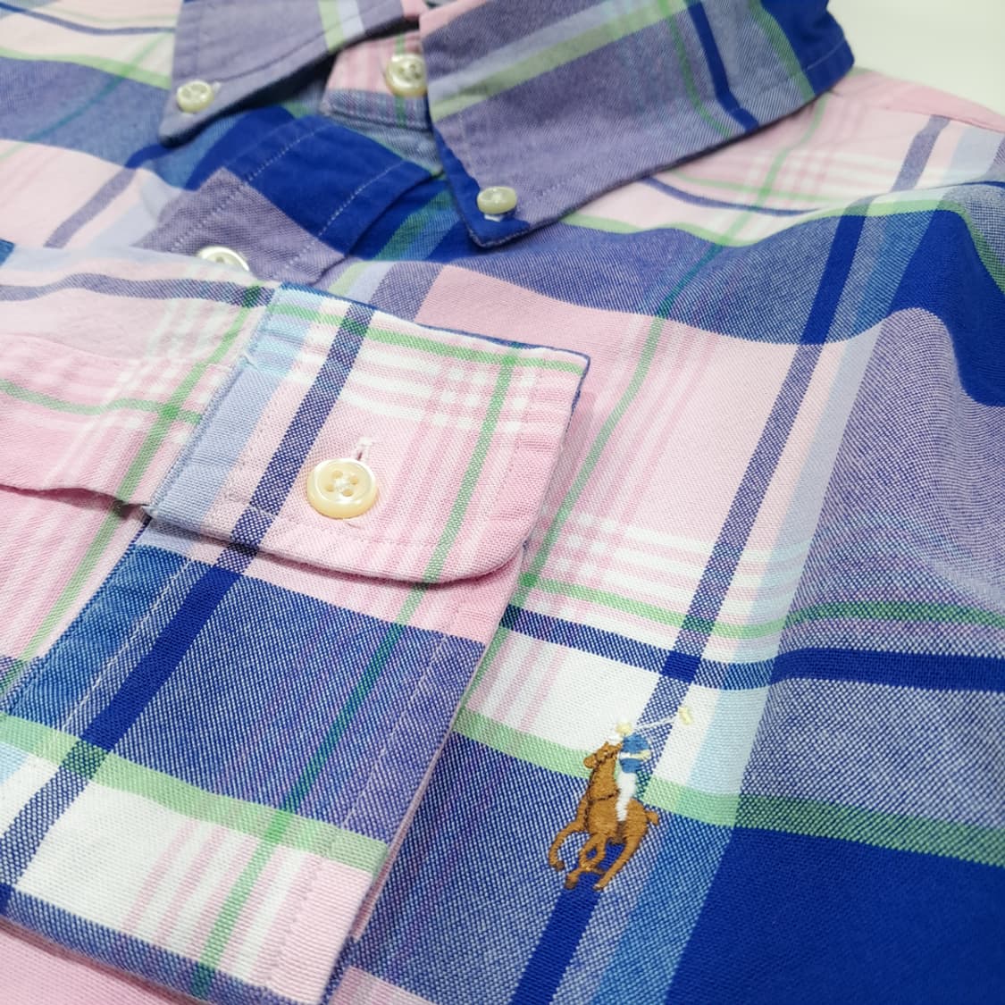 CL591 L 폴로 클래식 마드라스 체크 버튼다운 멀티컬러 셔츠 상품이미지4