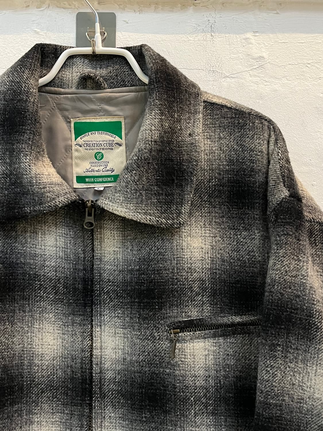 Creation Cube 옴브레 체크 울 자켓 L 상품이미지4