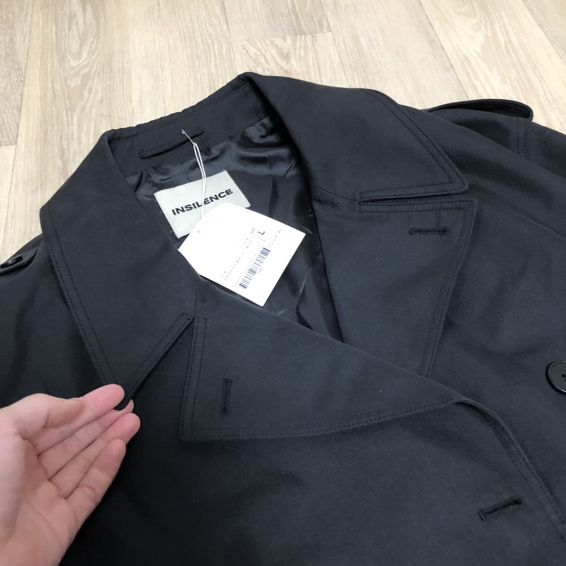 (L) 새상품 인사일런스 INSILENCE 오버사이즈 트렌치 코트 블랙 상품이미지4