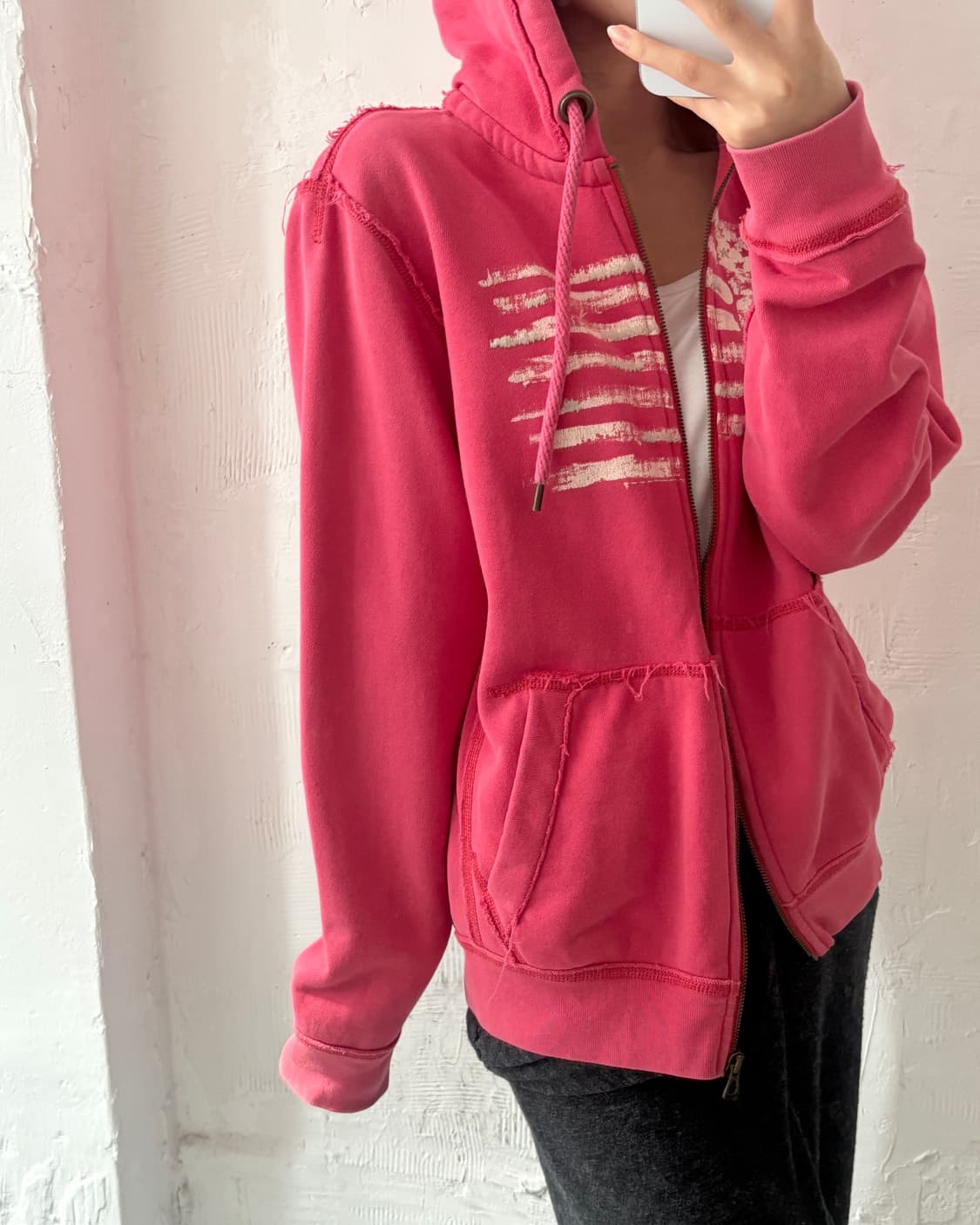 Polo 폴로 랄프로렌 진스 핑크컬러 성조기로고 후드집업 상품이미지2