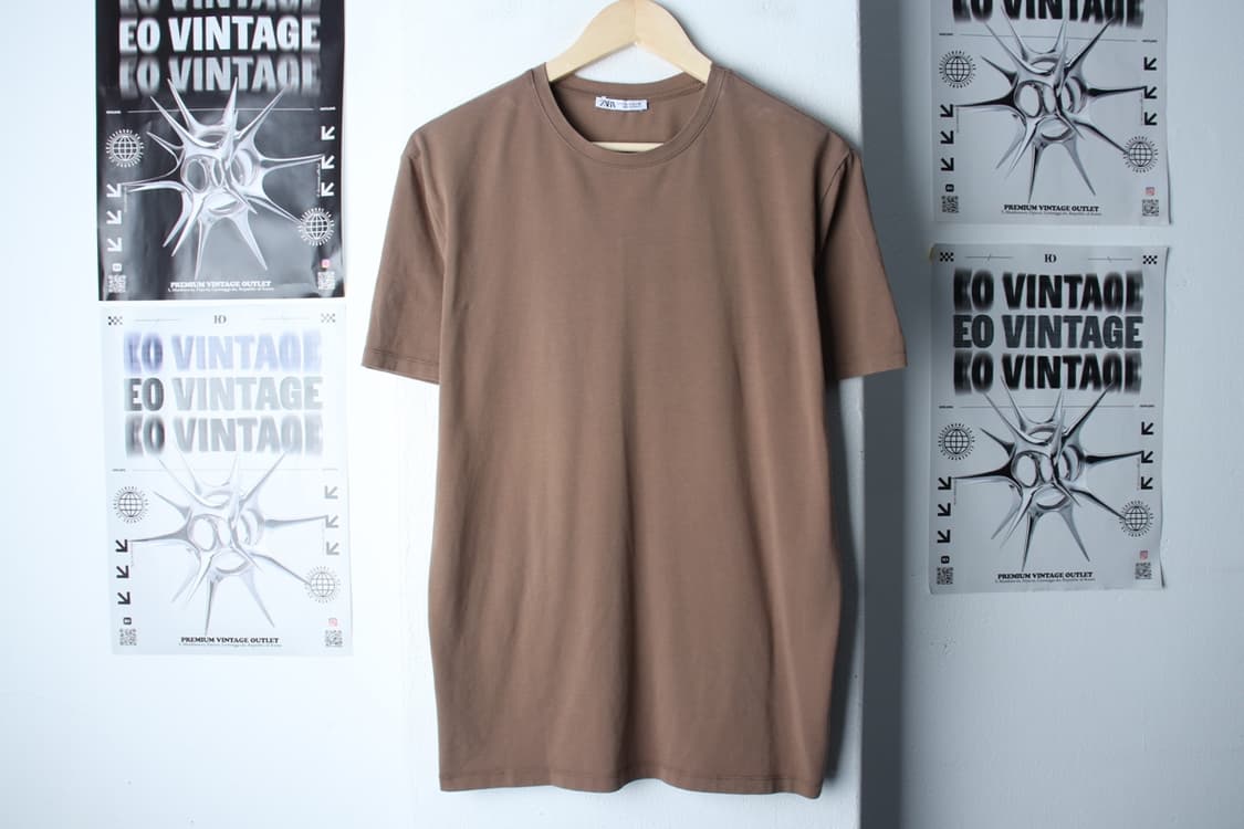 (L-XL) 자라 반팔 티셔츠 브라운 무지 기본-H31696 상품이미지2