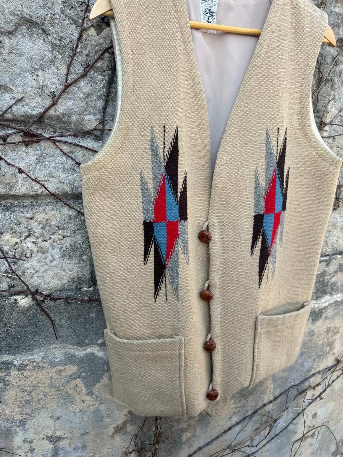 90s 오르테가 핸드 우븐 울 치마요 베스트 나바호 웨스턴 조끼 상품이미지4