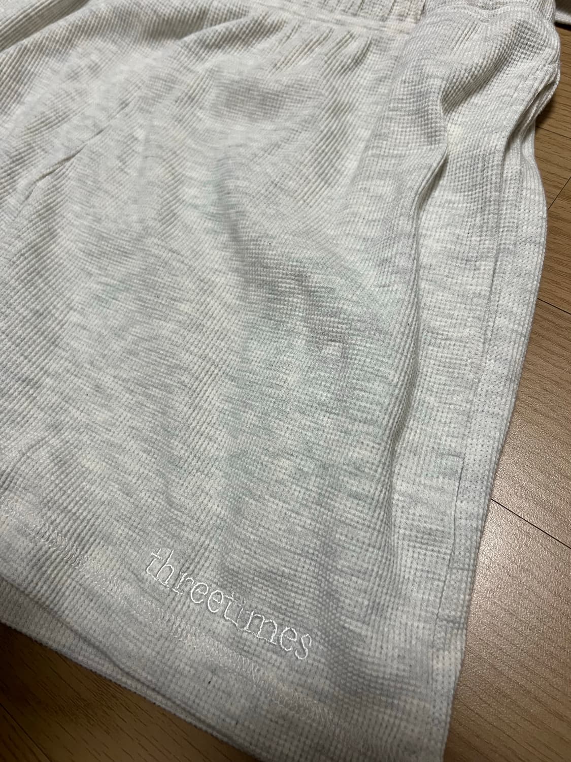 (셋업가격)쓰리타임즈 코지 와플 셋업 오트밀 상품이미지3