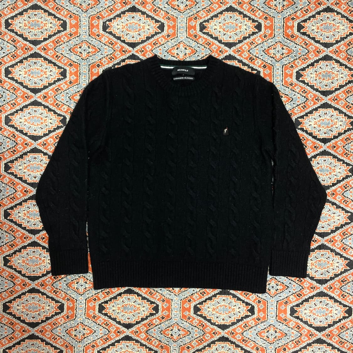 빈폴 캐시미어 혼방 블랙 케이블 꽈배기 니트 여성S  상품이미지1