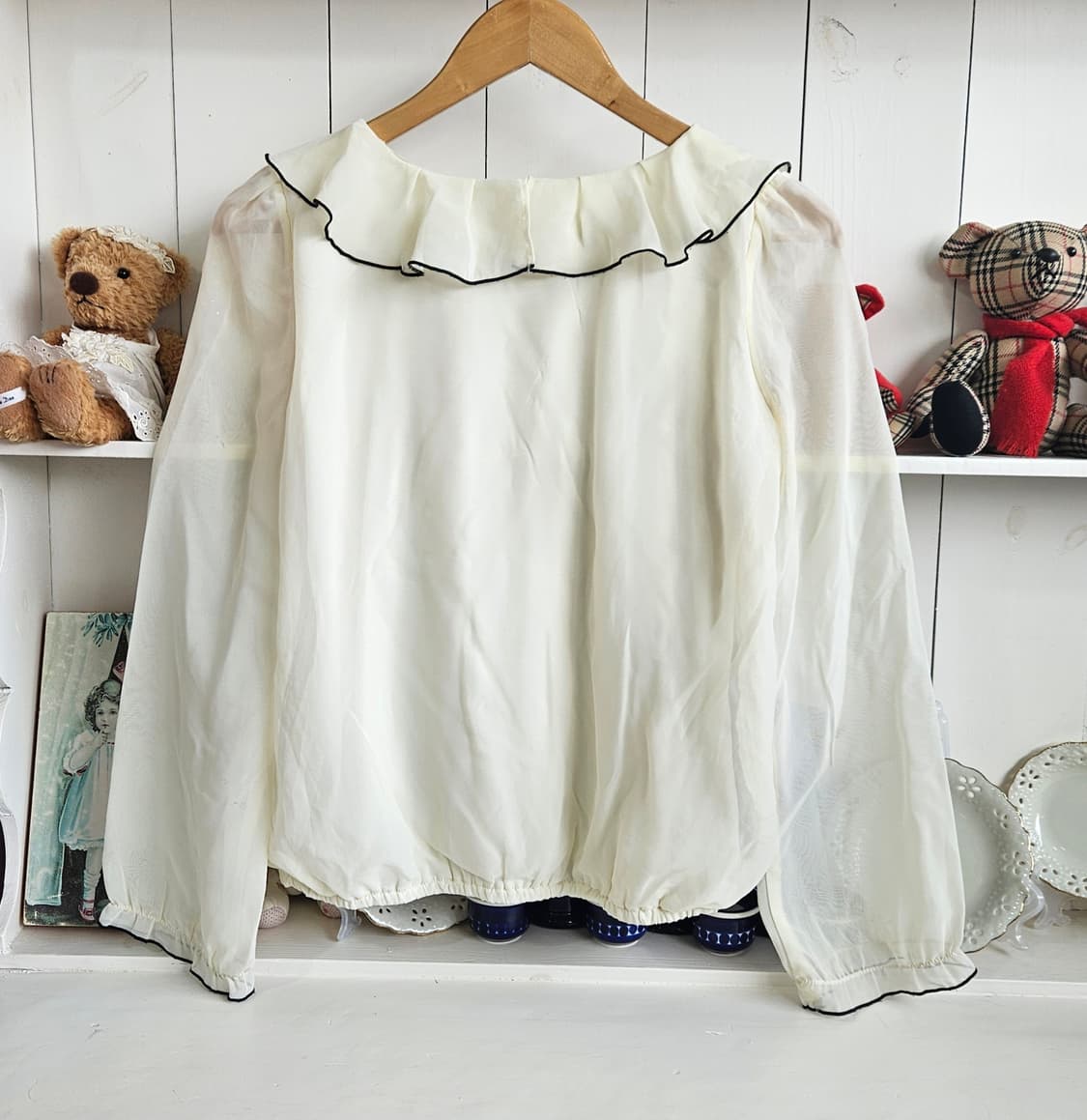 LODISPOTTO 세일러카라 리본 쉬폰 블라우스 상품이미지4