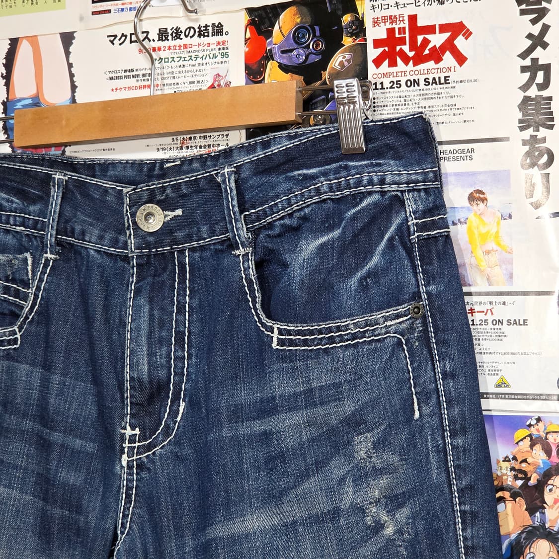 빈티지 포켓 자수 진청 데님 팬츠 상품이미지7