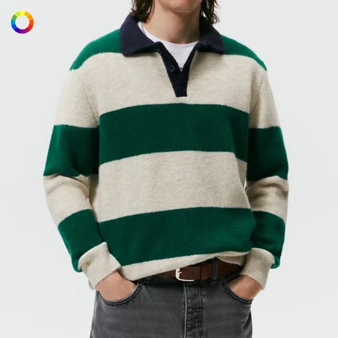 자라 스트라이프 카라넥 앙고라 니트 L 40 상품이미지3