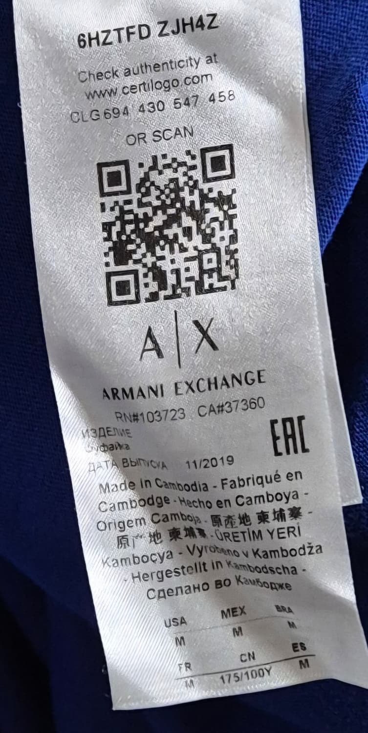 M ) 아르마니 익스체인지 블루 반팔티 상품이미지4