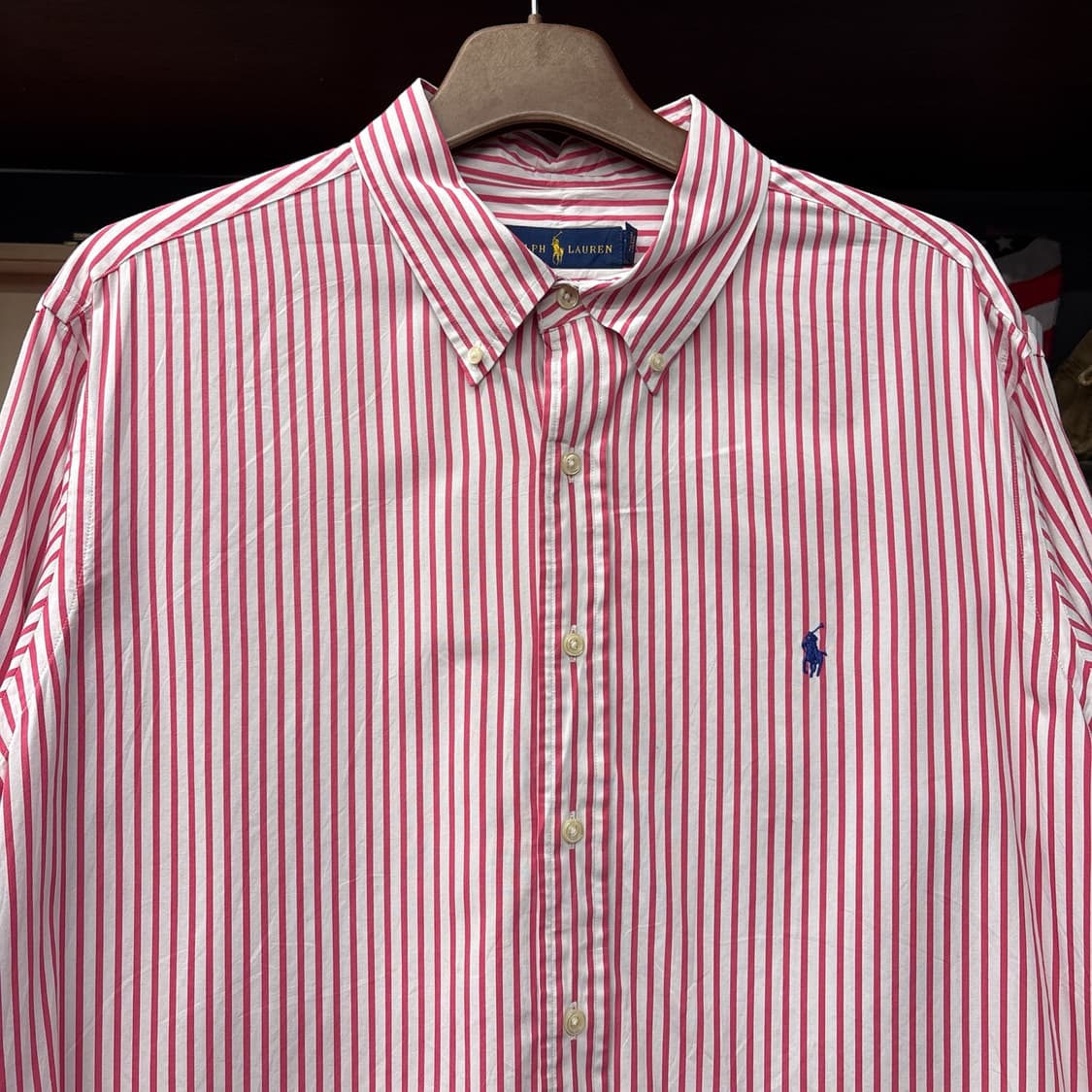 신형라벨 폴로 랄프로렌 클래식 스트라이프 버튼다운셔츠 핑크 N1161 상품이미지3