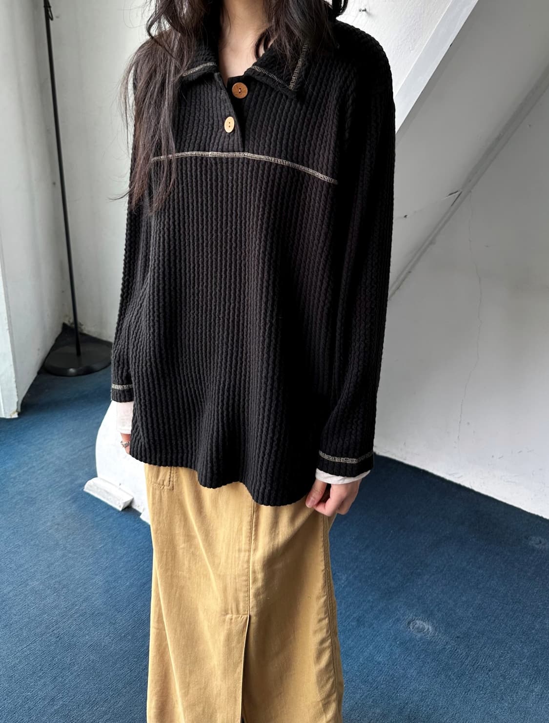 Volume fabric design button TOP 상품이미지8