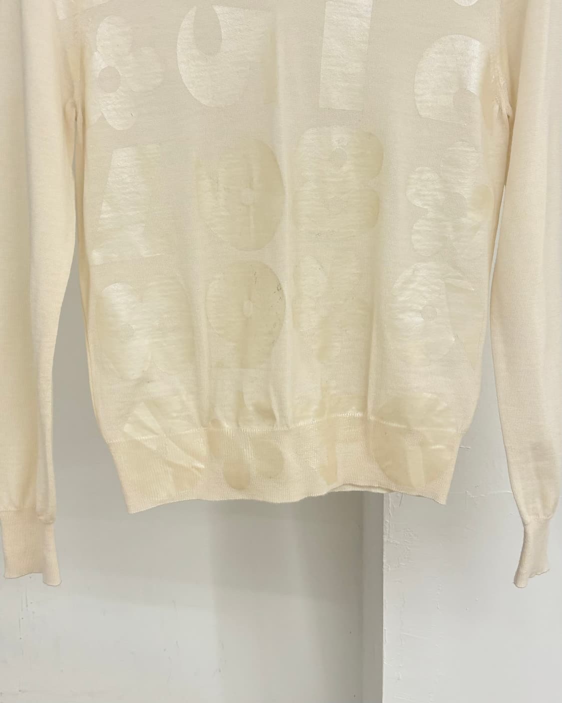 꼼데가르송 아이보리 브이넥 시스루 니트 상품이미지5