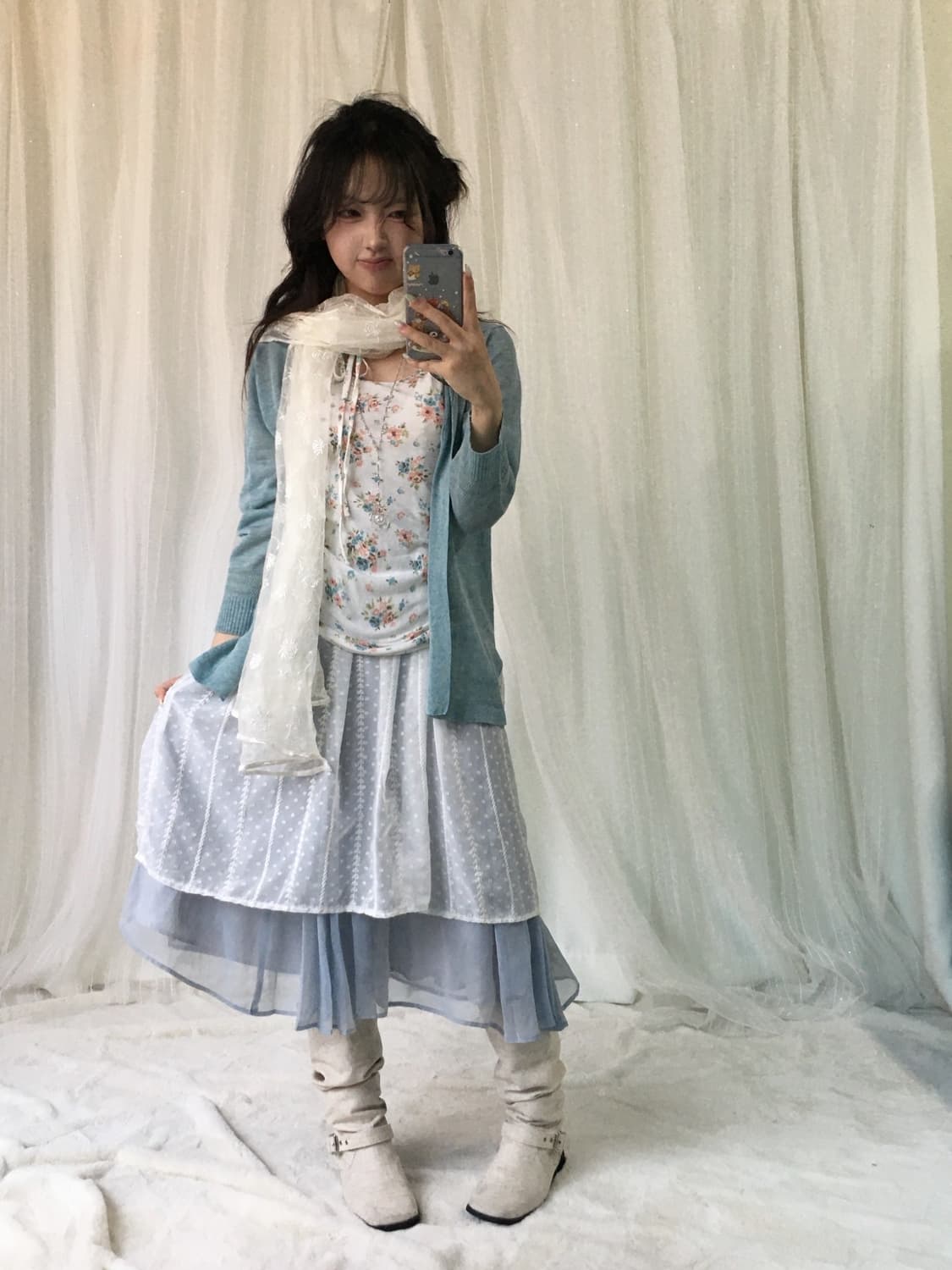 빈티지 쿨톤 소라 블루 플라워 페어리 모리 코디세트 상품이미지1