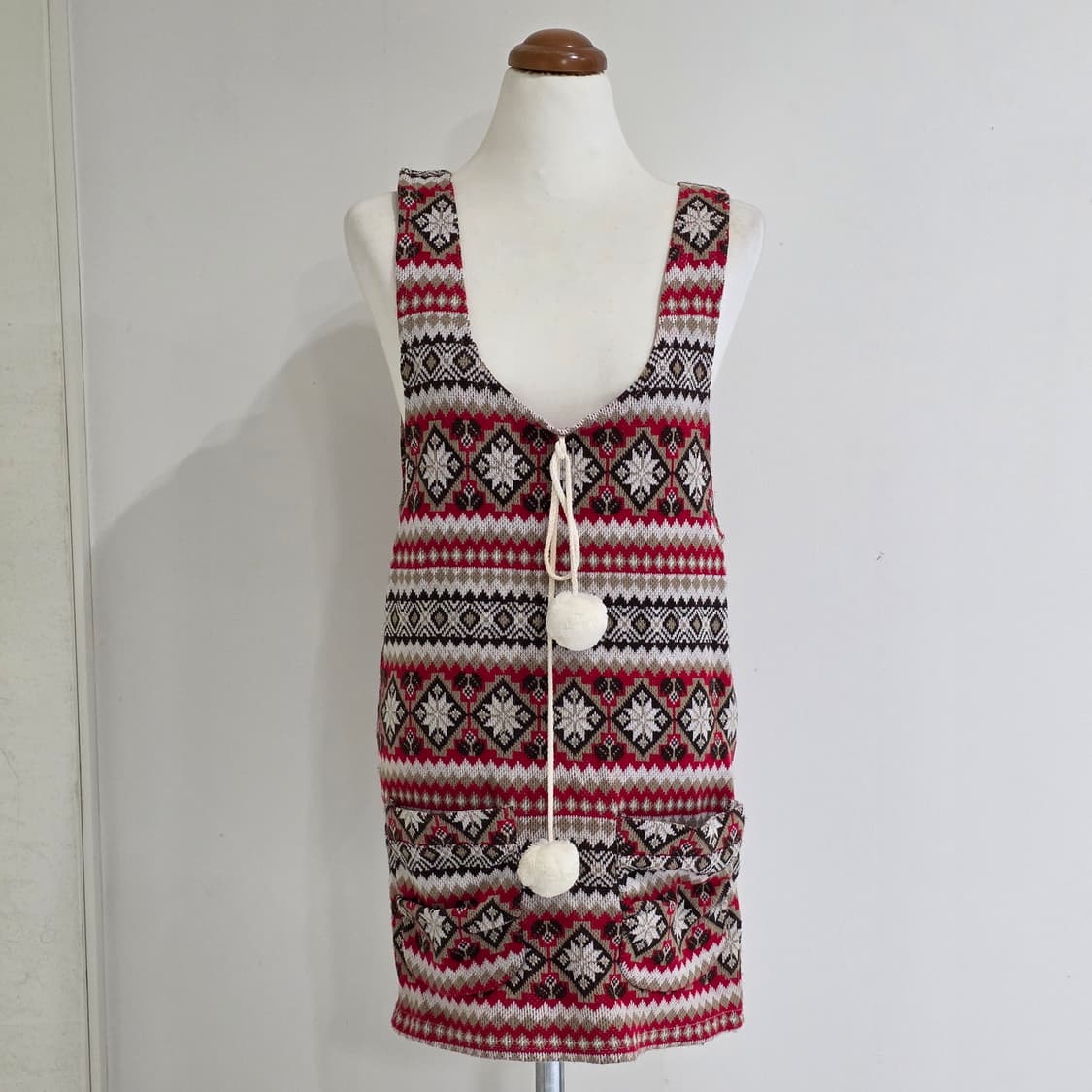 크리스마스 겨울패턴니트st 폼폼이 레이어드원피스 상품이미지3