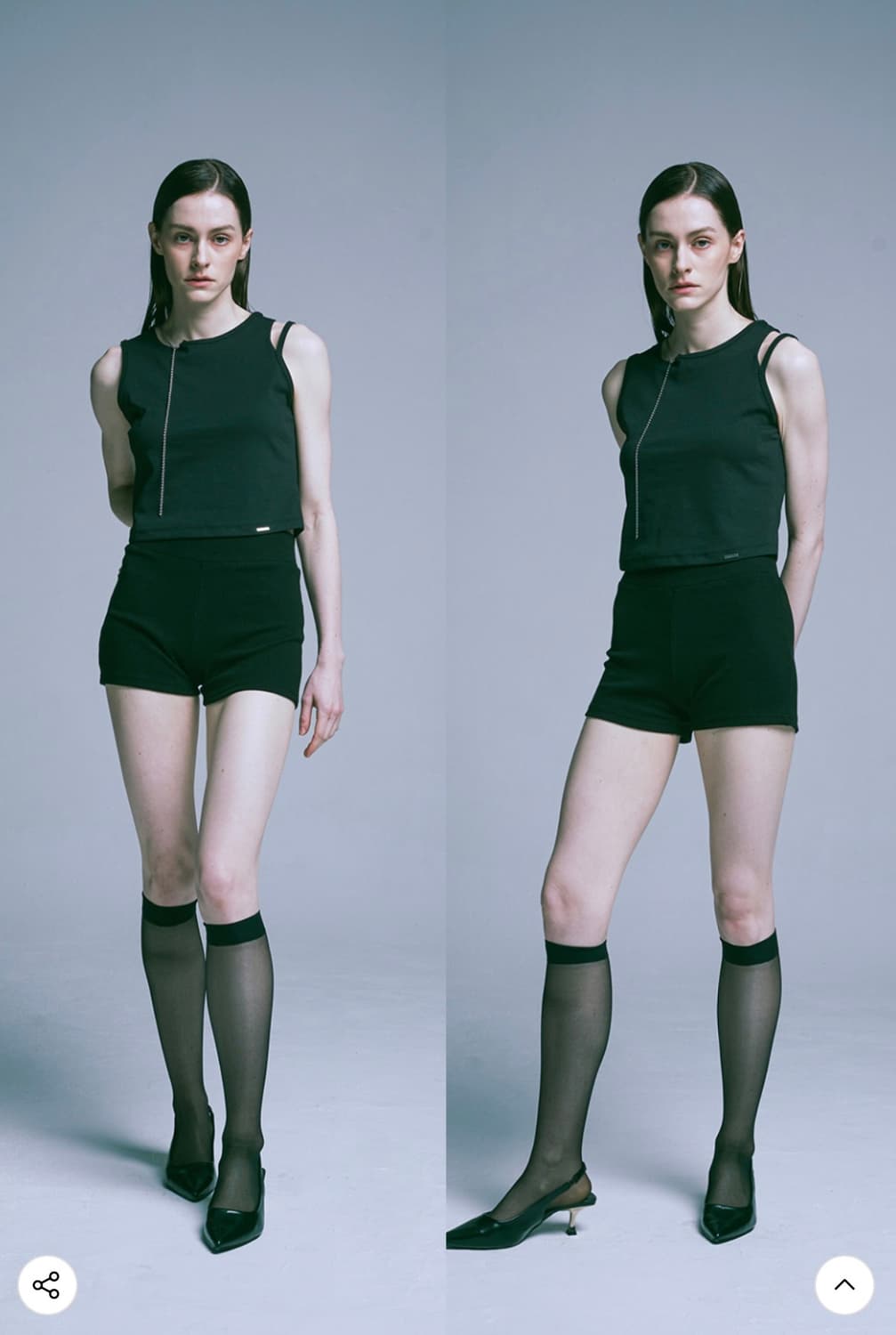 SSY 랩 하트 체인 슬리브리스 블랙 상품이미지4