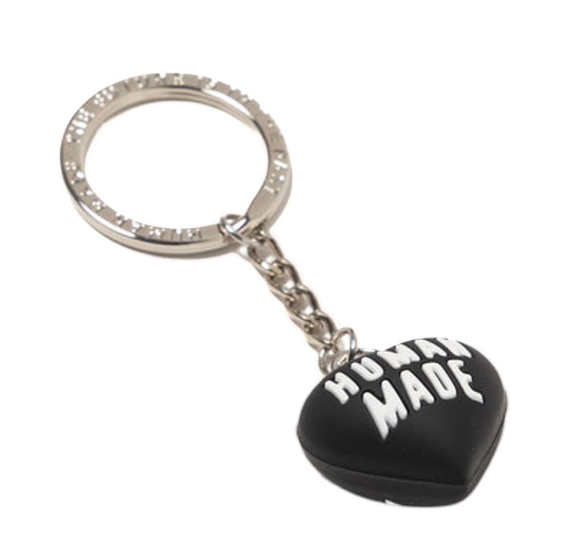 새제품) 휴먼 메이드 하트 러버 실리콘 키체인 키링 블랙 상품이미지2