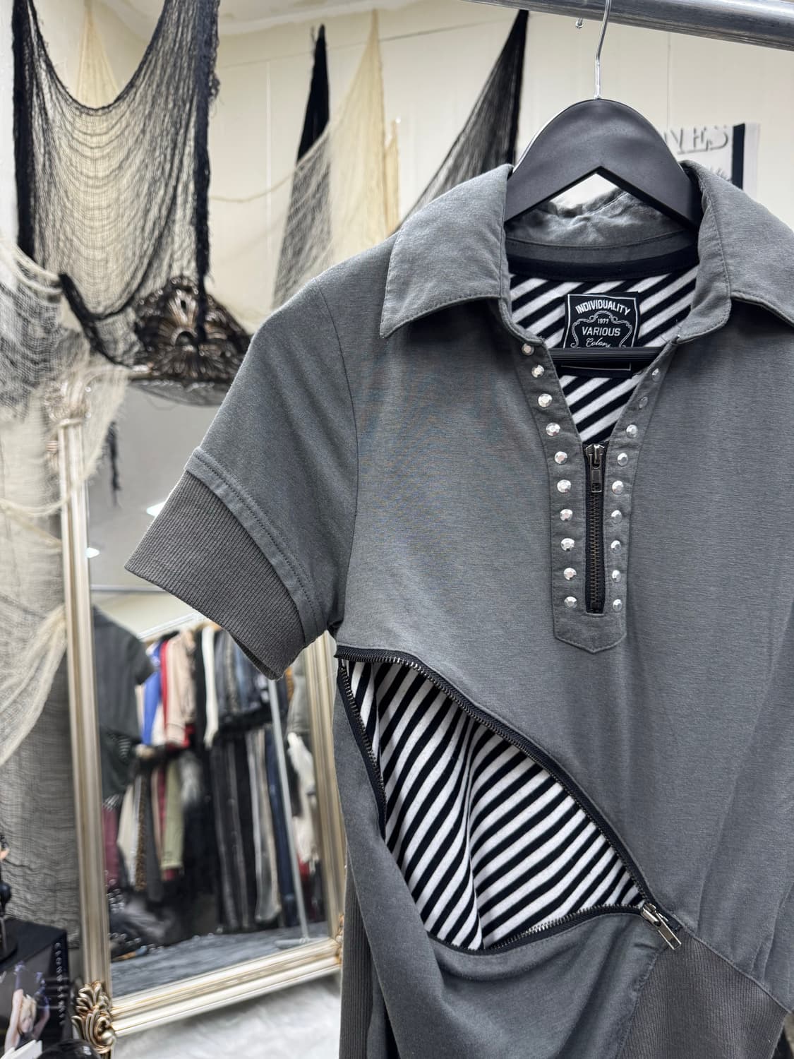 Japanese vintage zipper layered pk top 상품이미지2