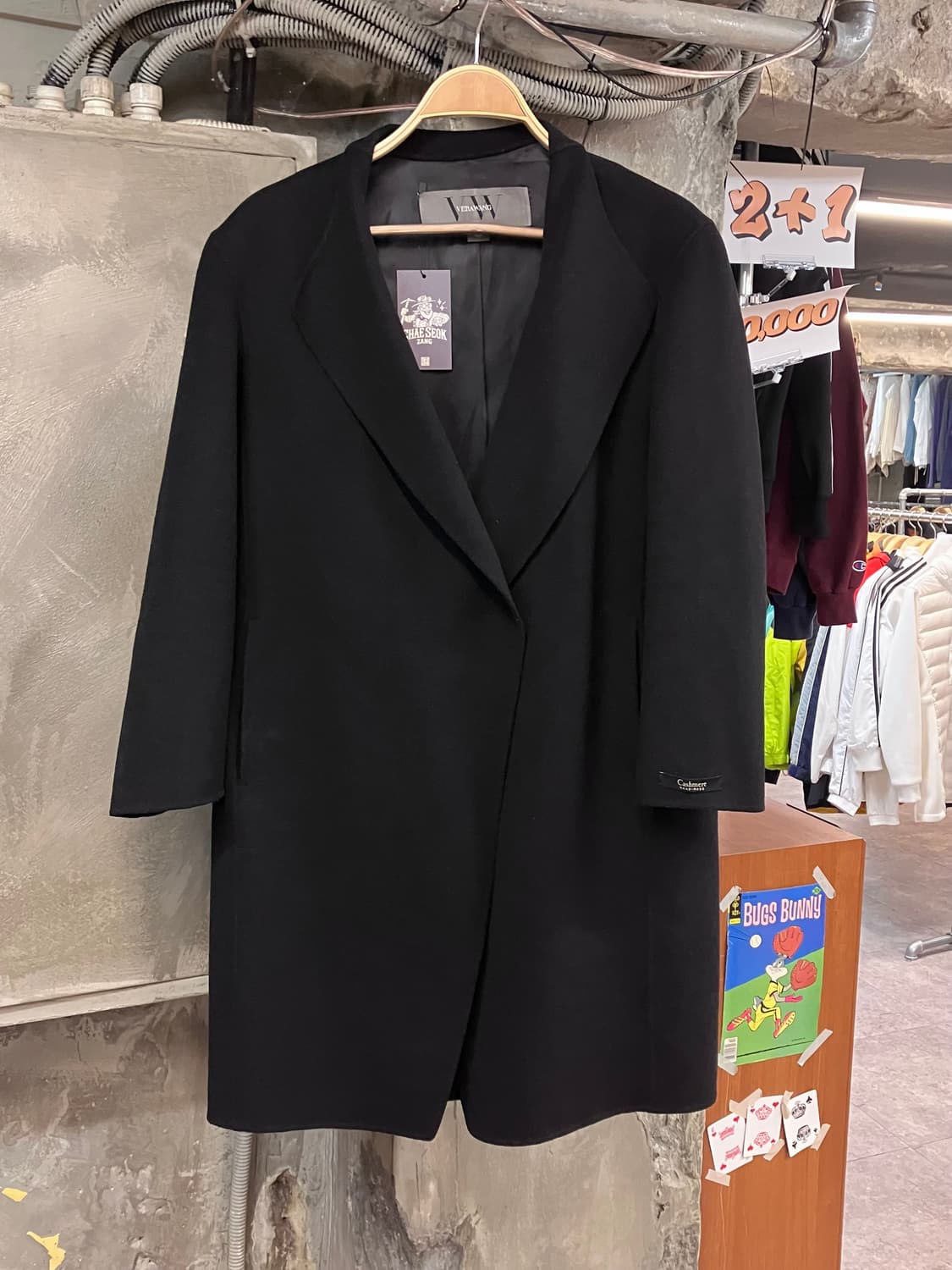 베라왕 캐시미어 미디 롱 코트 블랙 66 #csz3624 상품이미지1