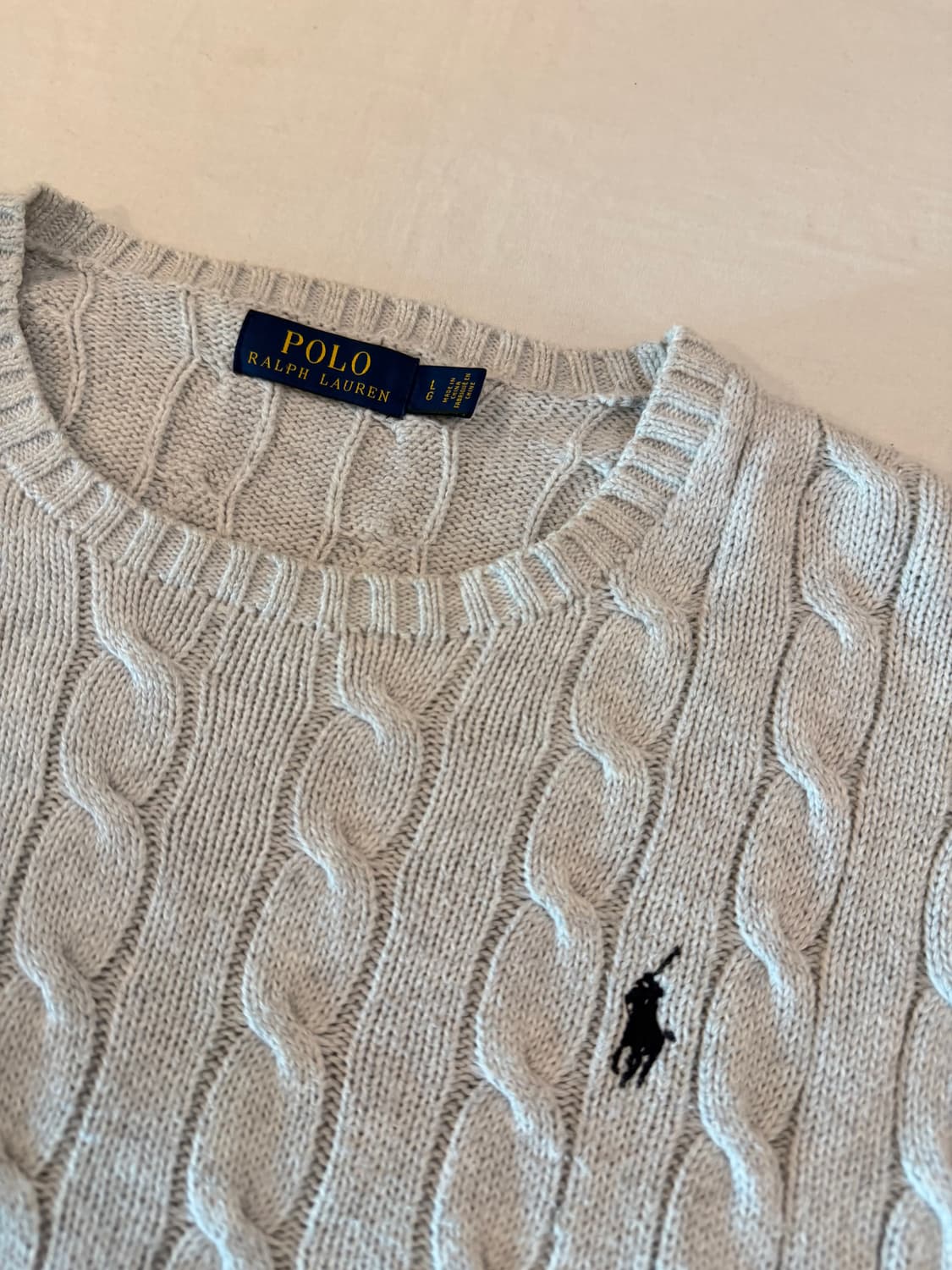 폴로 랄프로렌 꽈배기 케이블 니트 멜란지 라이트 그레이 상품이미지2