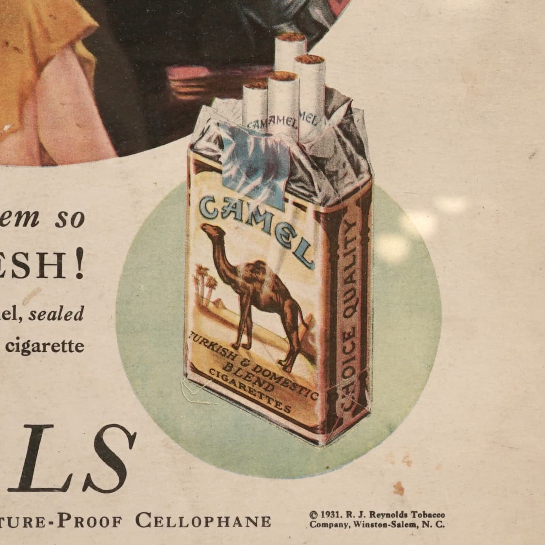 빈티지 소품 1931년 카멜 광고 포스터 액자 상품이미지5