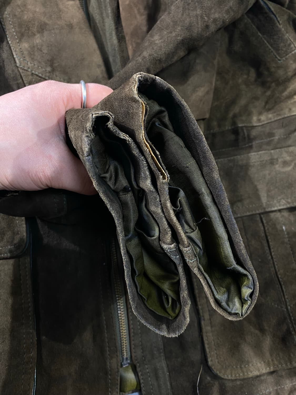 [L] 90s Vintage 빈티지 리얼 레더 스웨이드 집업 코트 상품이미지4