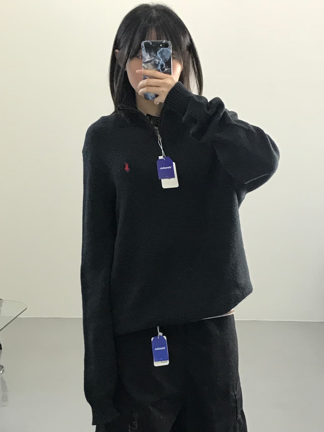  폴로랄프로렌 블랙 반집업 니트 상품이미지1