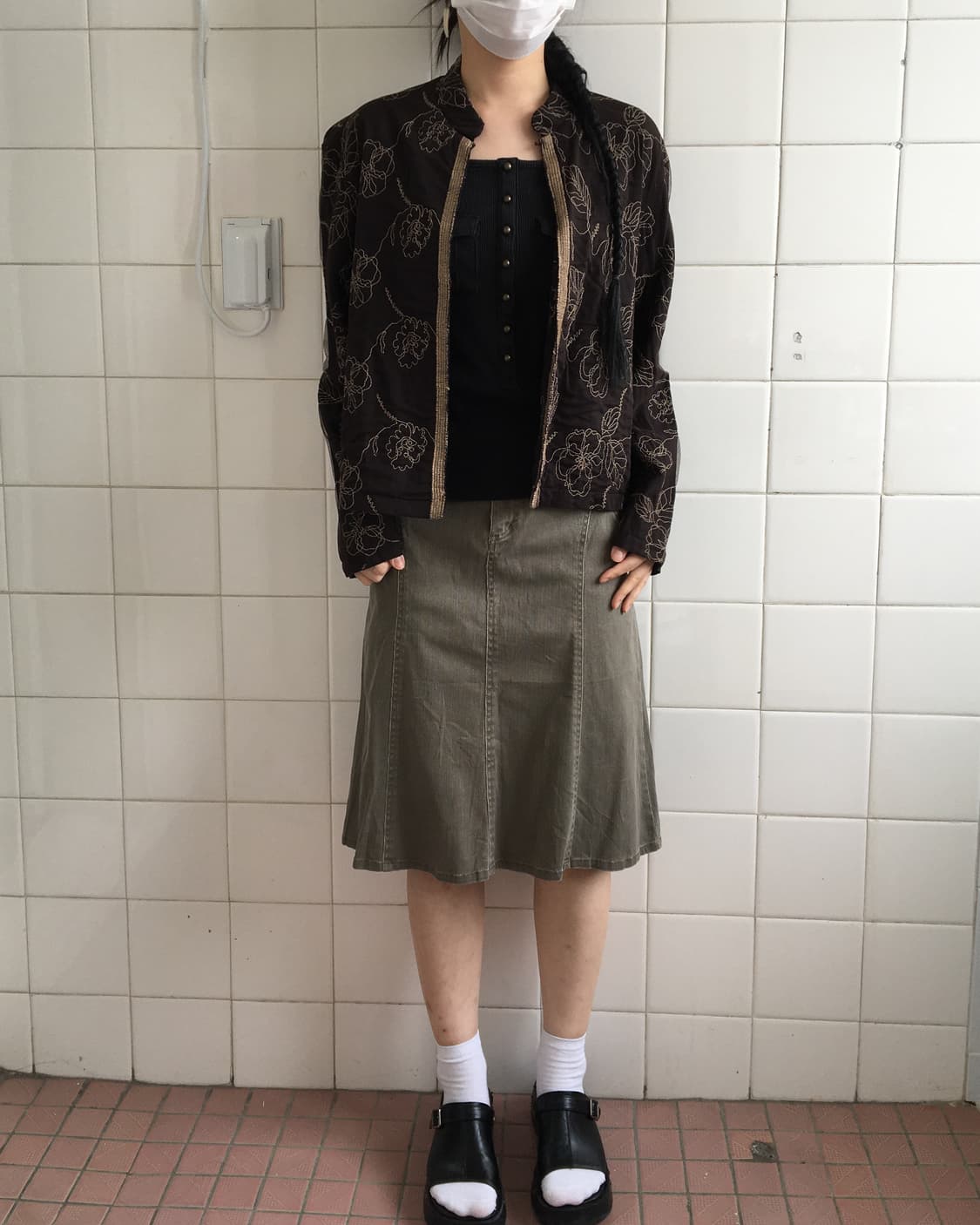 Embroidery pattern open jacket 상품이미지1