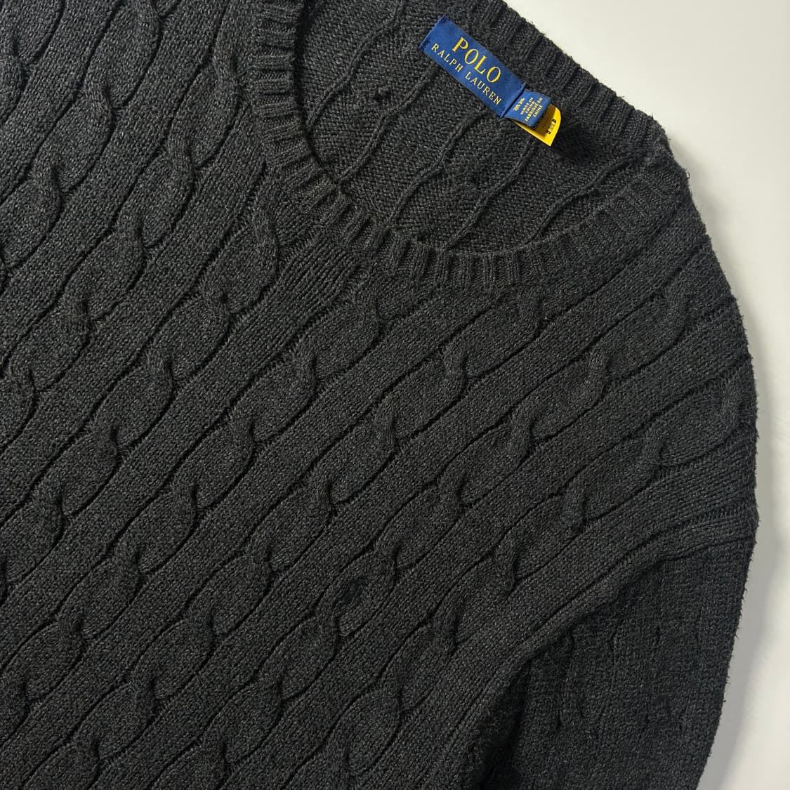 Polo  폴로 랄프로렌 신형 자수 코튼 차콜 꽈배기 니트  상품이미지3