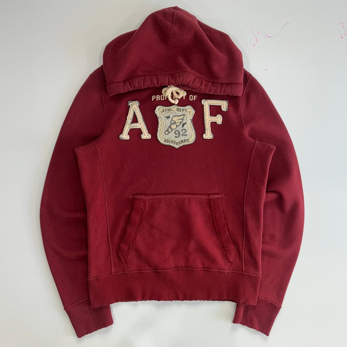 Abercrombie 아베크롬비 AF 로고 버건디 후드티 상품이미지3