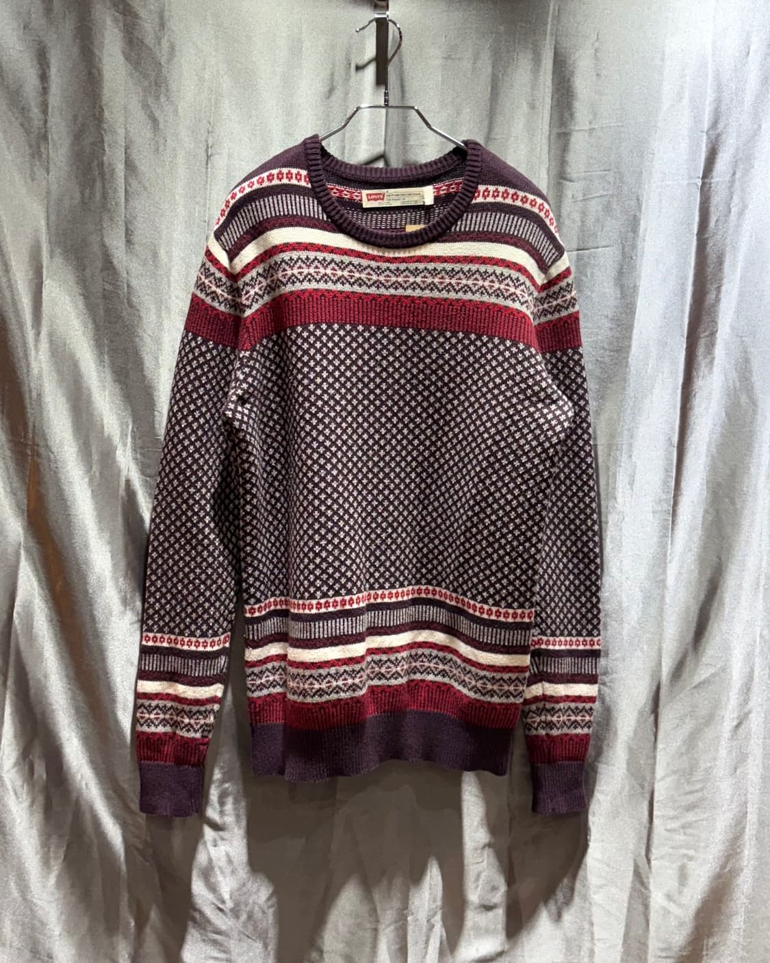 M 리바이스 웨스턴 패턴 레드 니트 상품이미지2