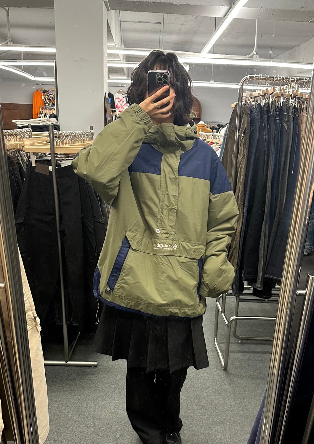 XL)콜롬비아 고프코어 배색 하프집업 패딩 바람막이 상품이미지3