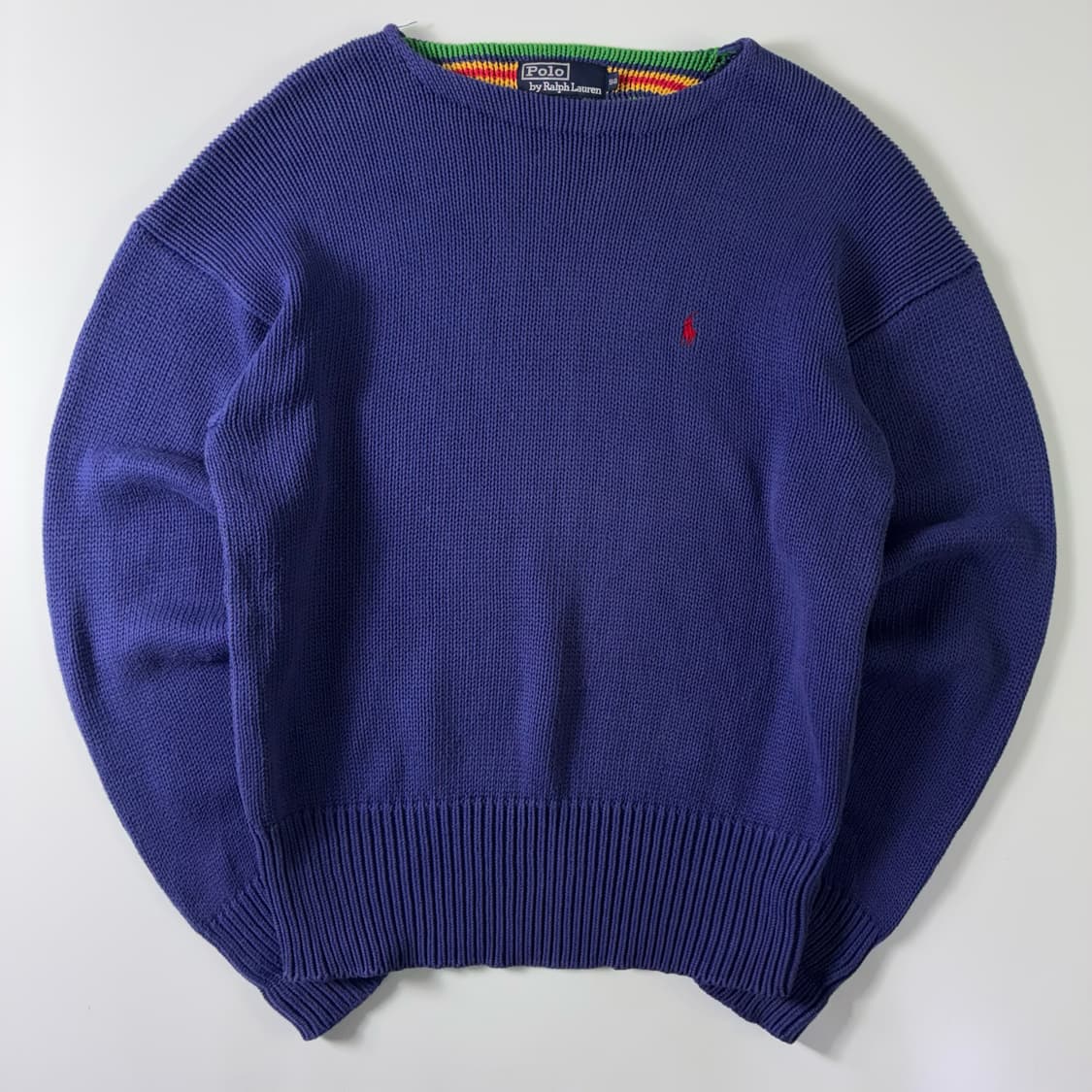 Polo  폴로 랄프로렌 90,s 헤비코튼 블루 라운드 보트넥 니트  상품이미지1