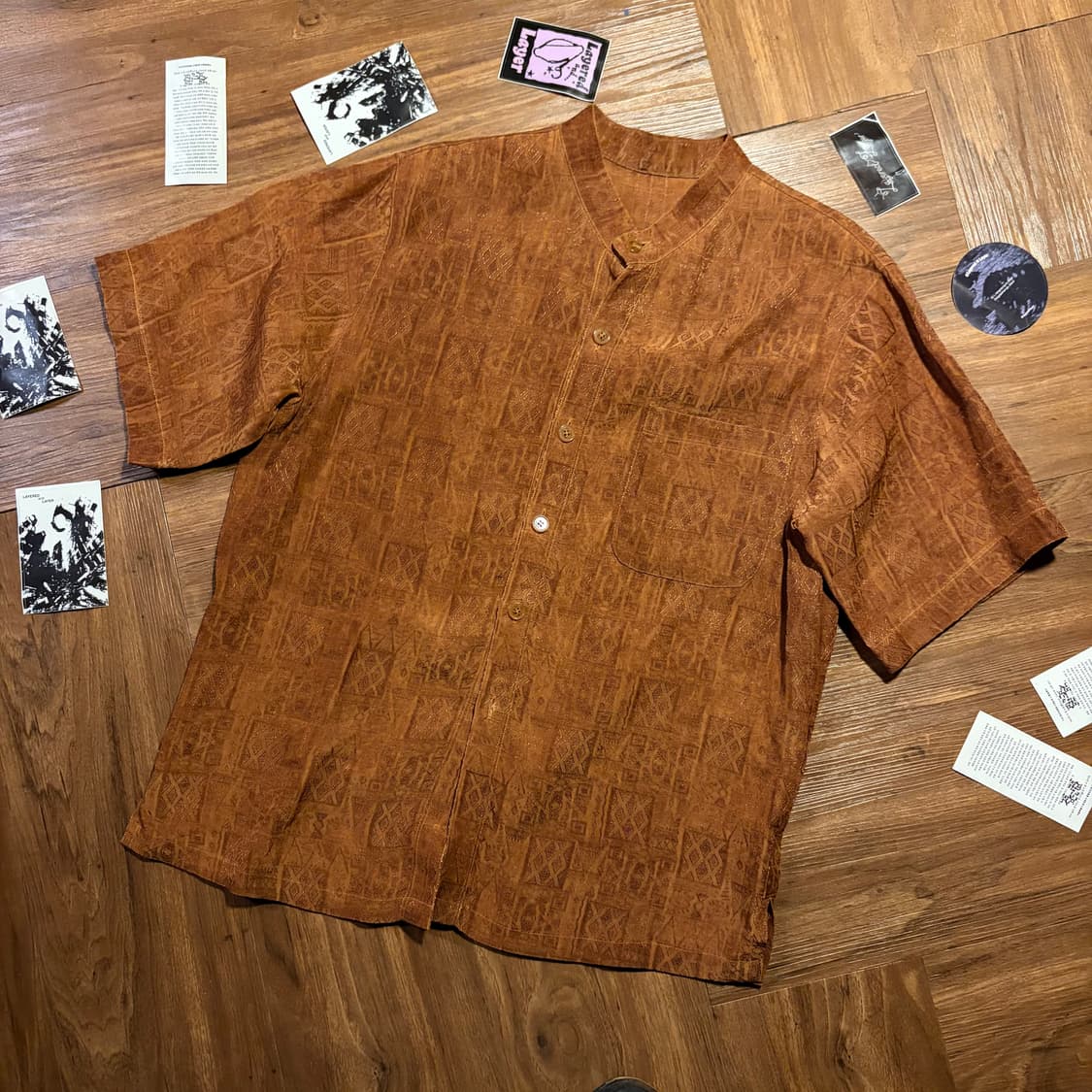 ORIENTAL BROWN LINEN JACQUARD SHIRT 상품이미지5