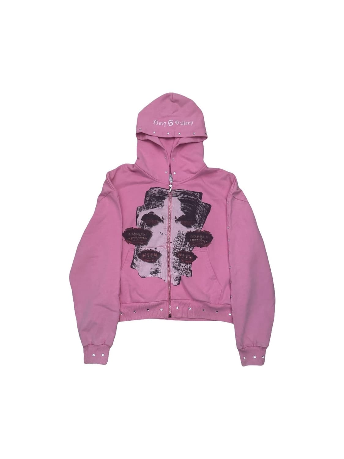 빈티지무드 핑크크롭 후드집업  상품이미지1