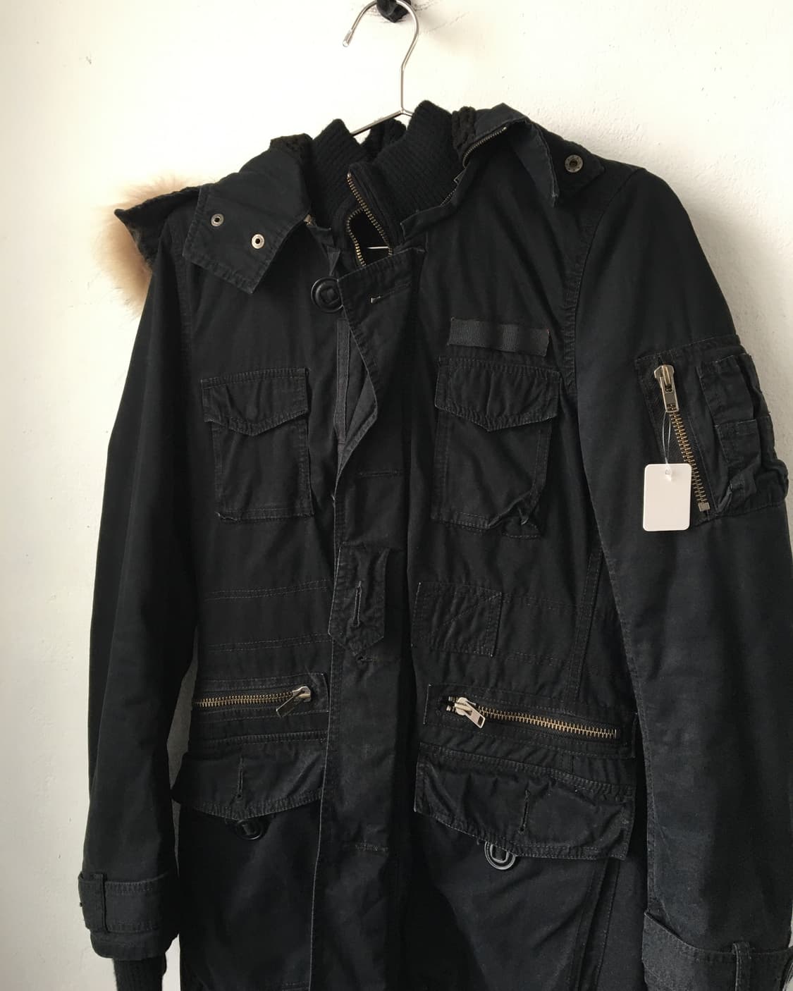 Fake fur hood high neck filed jacket 상품이미지4