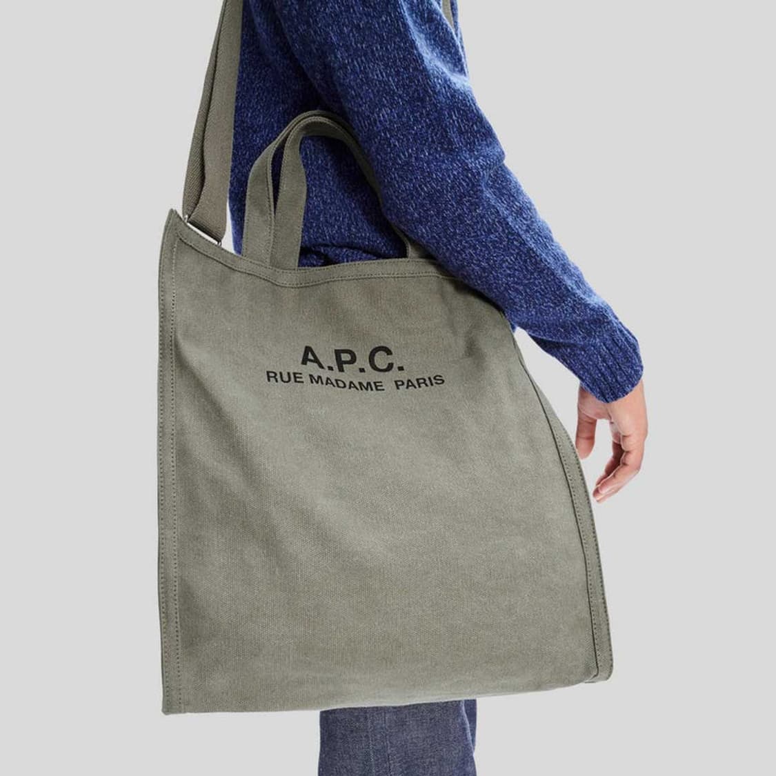 (새상품50%할인)APC 아페쎄 정품 리쿠퍼레이션 토트백 겸 숄더백 카키 상품이미지7