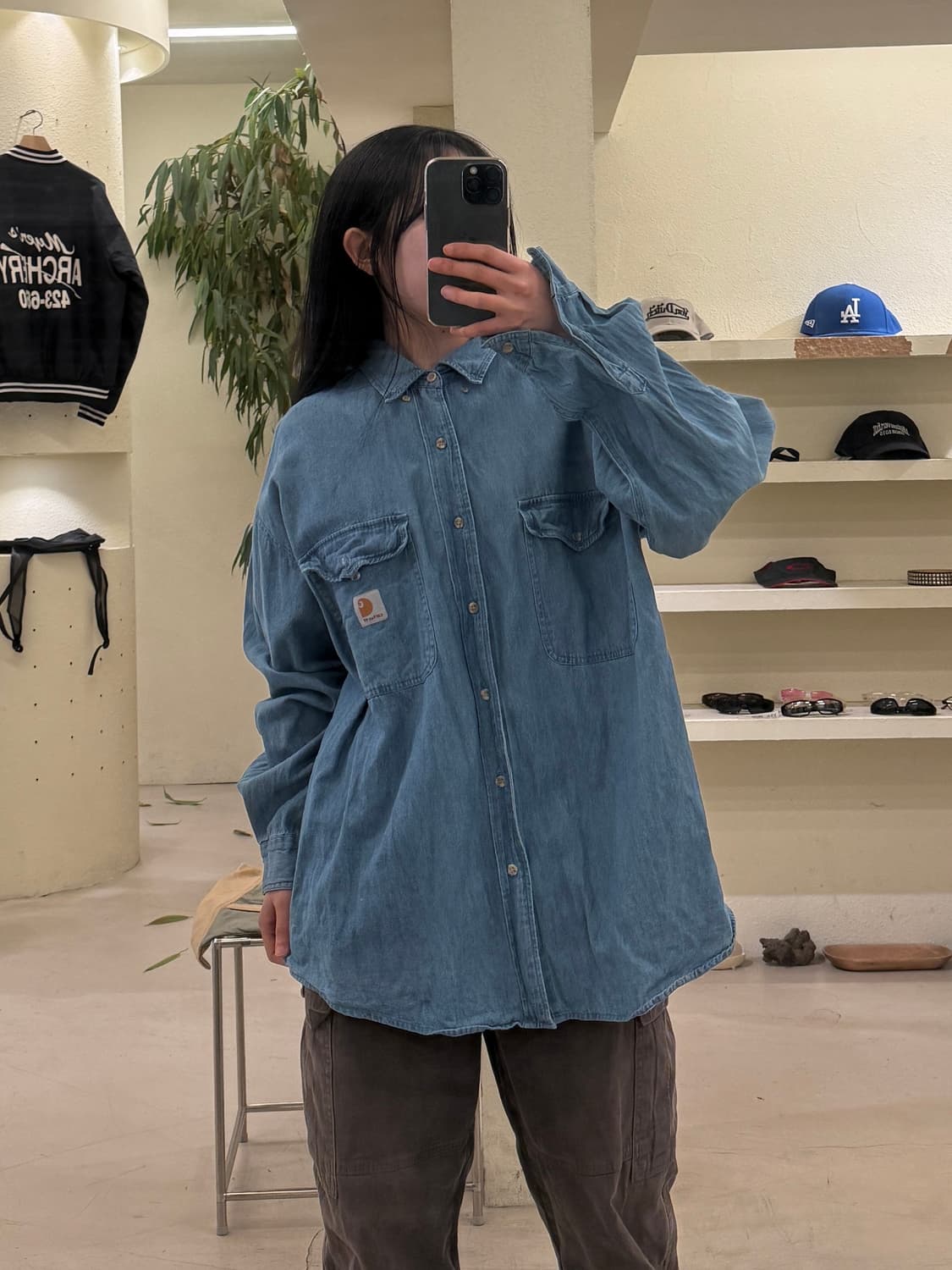 칼하트 데님 투포켓 셔츠 U491 상품이미지1