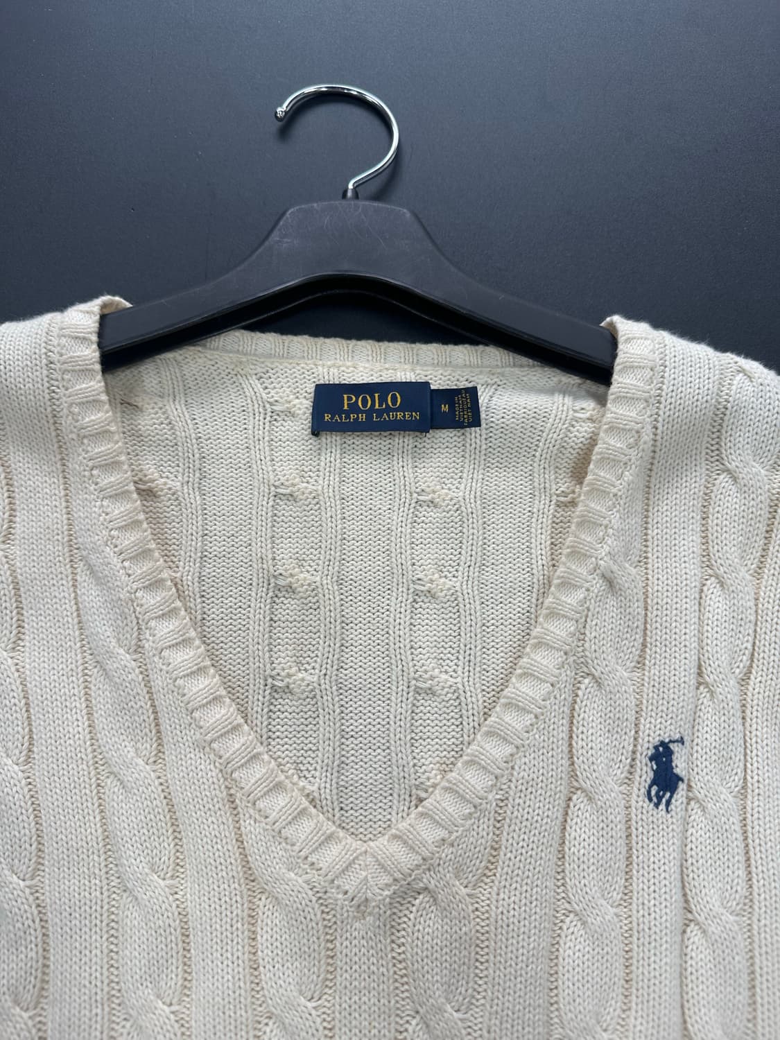 폴로랄프로렌 브이넥 케이블 니트 아이보리 상품이미지5