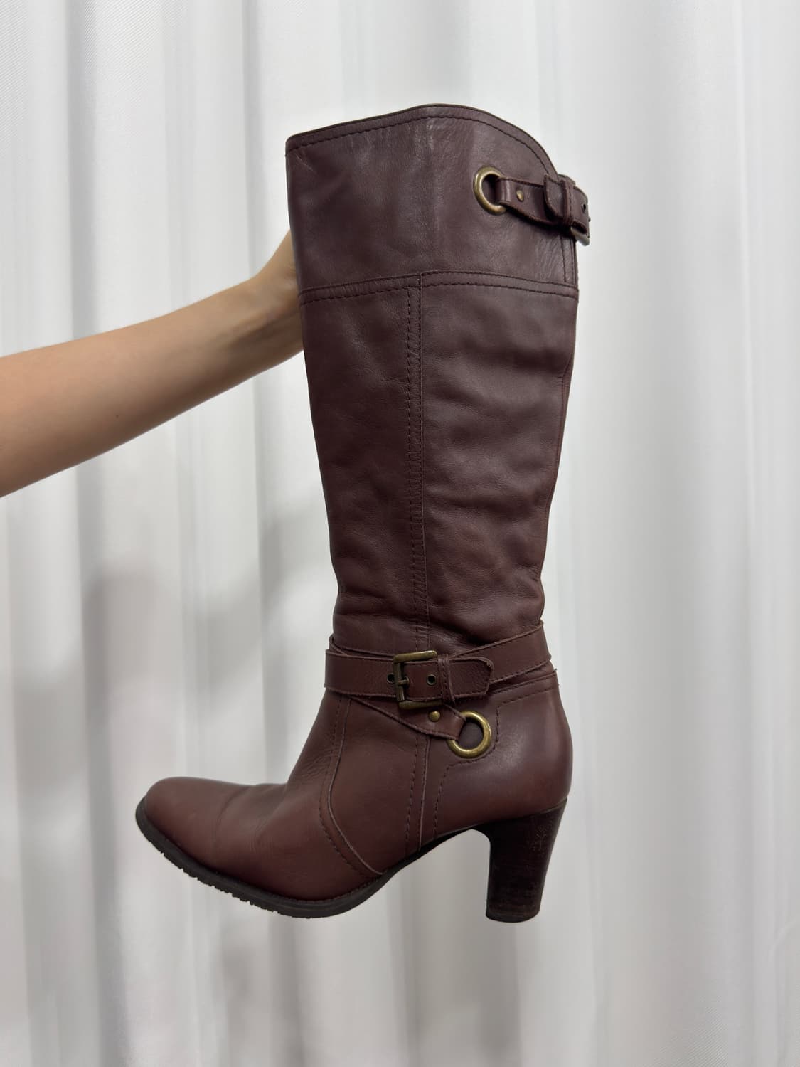 brown buckle leather boots 상품이미지3