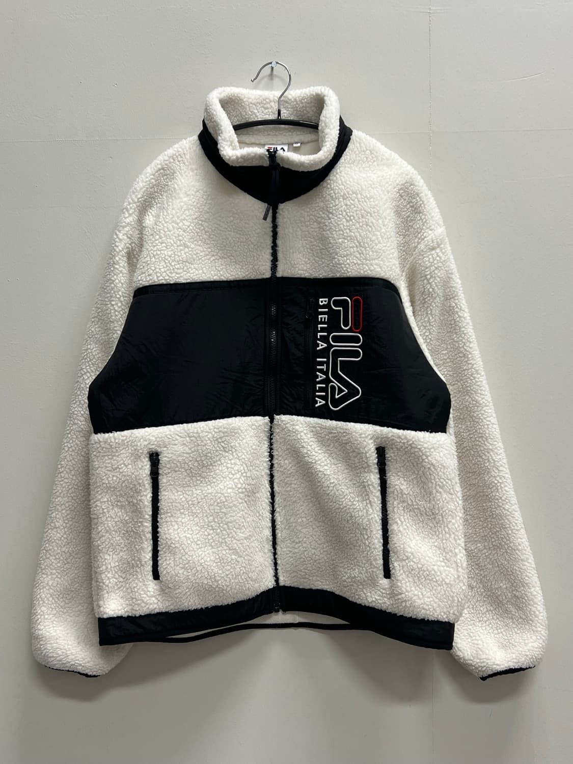 (L) 휠라 양털 뽀글이 후리스 집업 자켓 화이트 상품이미지2