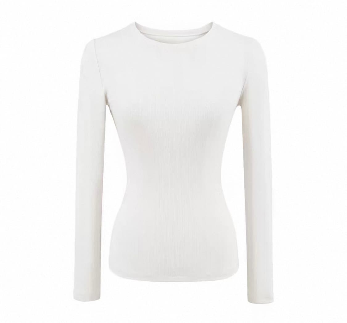 롱 슬리브 슬림 탑(블랙/화이트) 상품이미지3