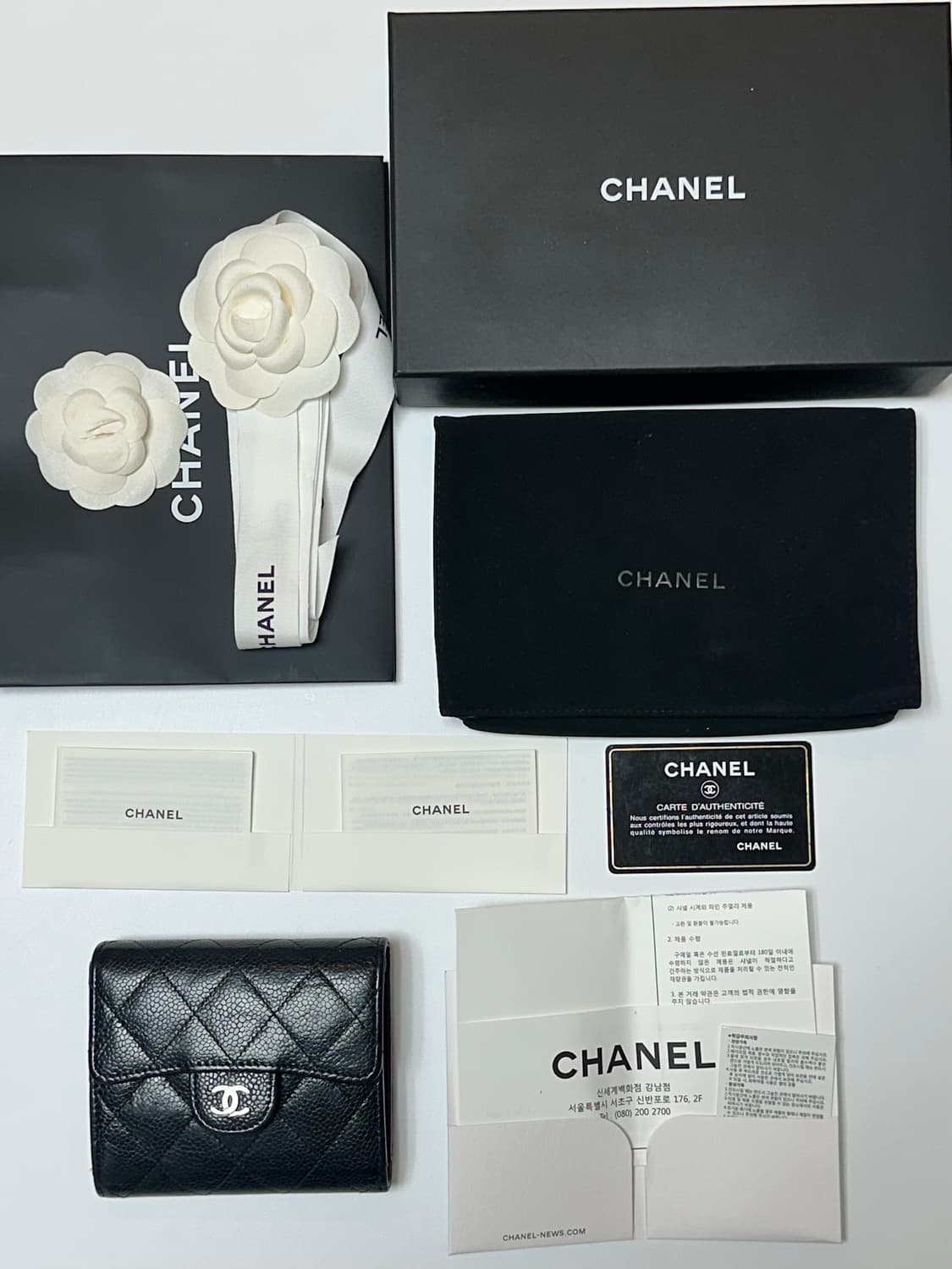 샤넬 클래식 캐비어 반지갑 블랙 은장 풀구성 상품이미지9