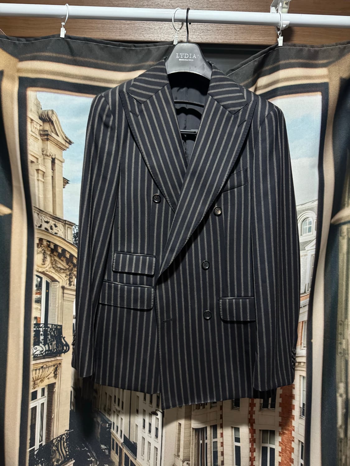 맨온더분 더블 블랙 스트라이프 수트 자켓 48 상품이미지1