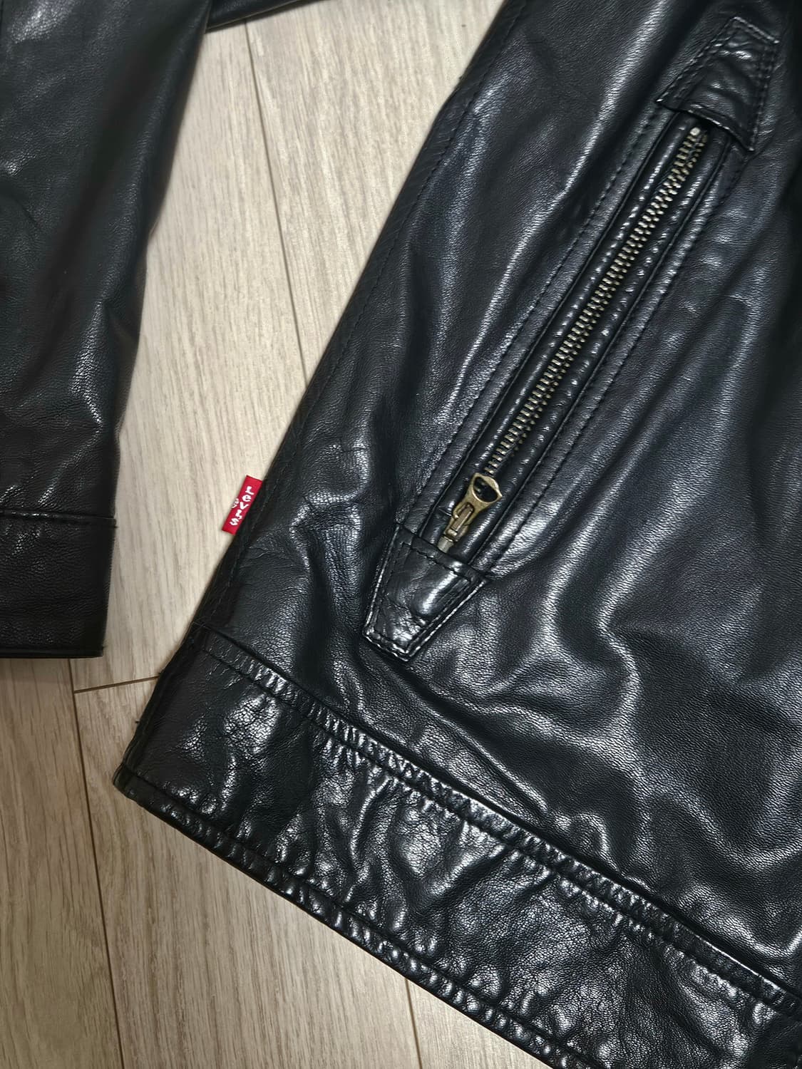 리바이스 블랙 레더 라이더 자켓 상품이미지3