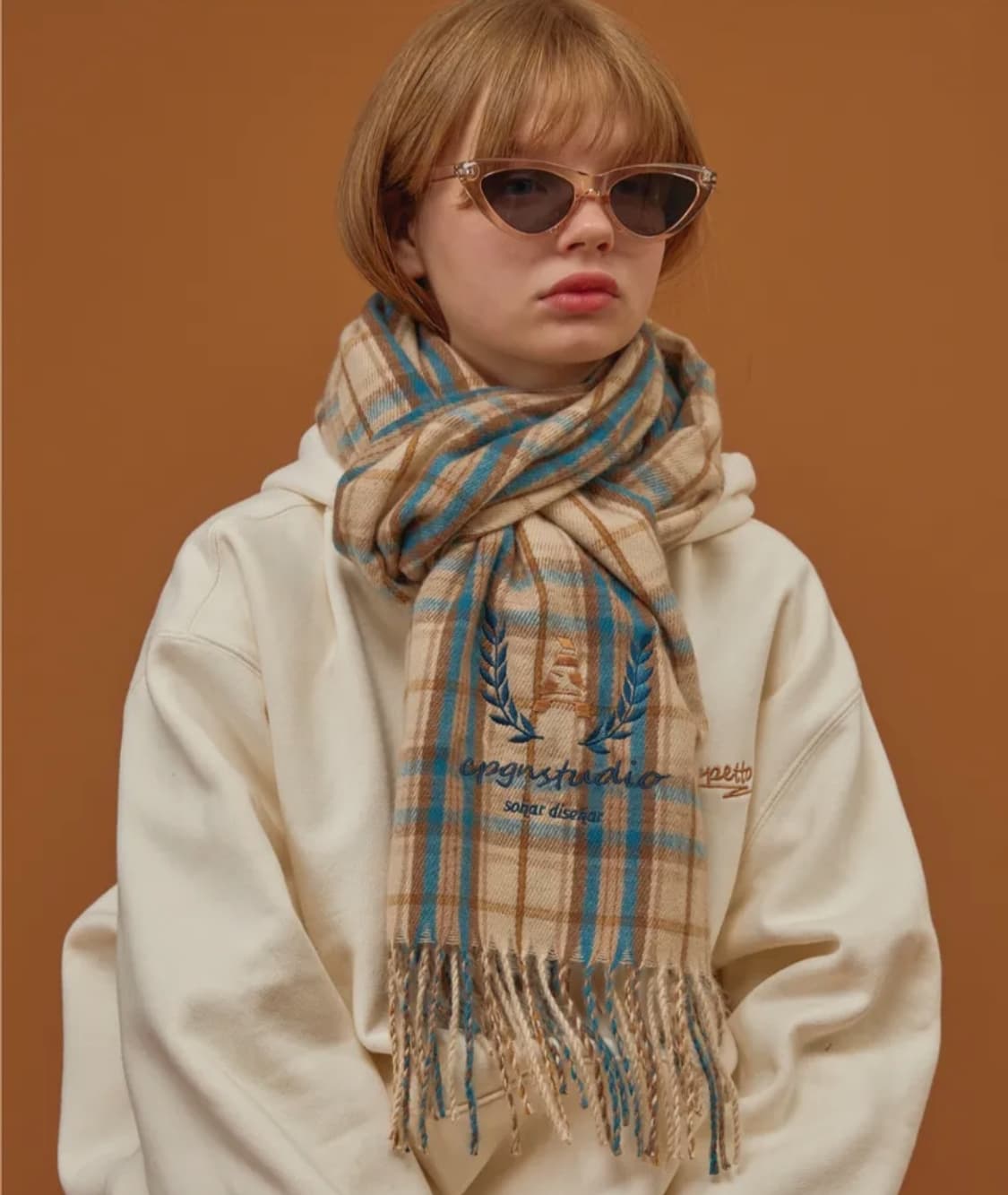 꼼파뇨 헤리티지 체크 머플러 베이지 상품이미지1