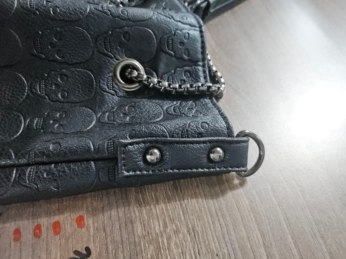 빈티지 가죽 펑크 고딕 고스 스컬 해골 체인 큐빅 숄더백 상품이미지3