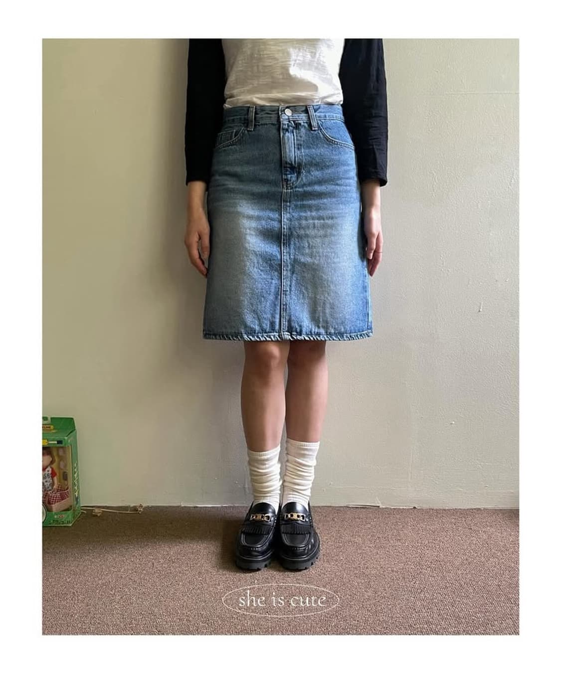 She is cute kitty denim skirt 상품이미지1