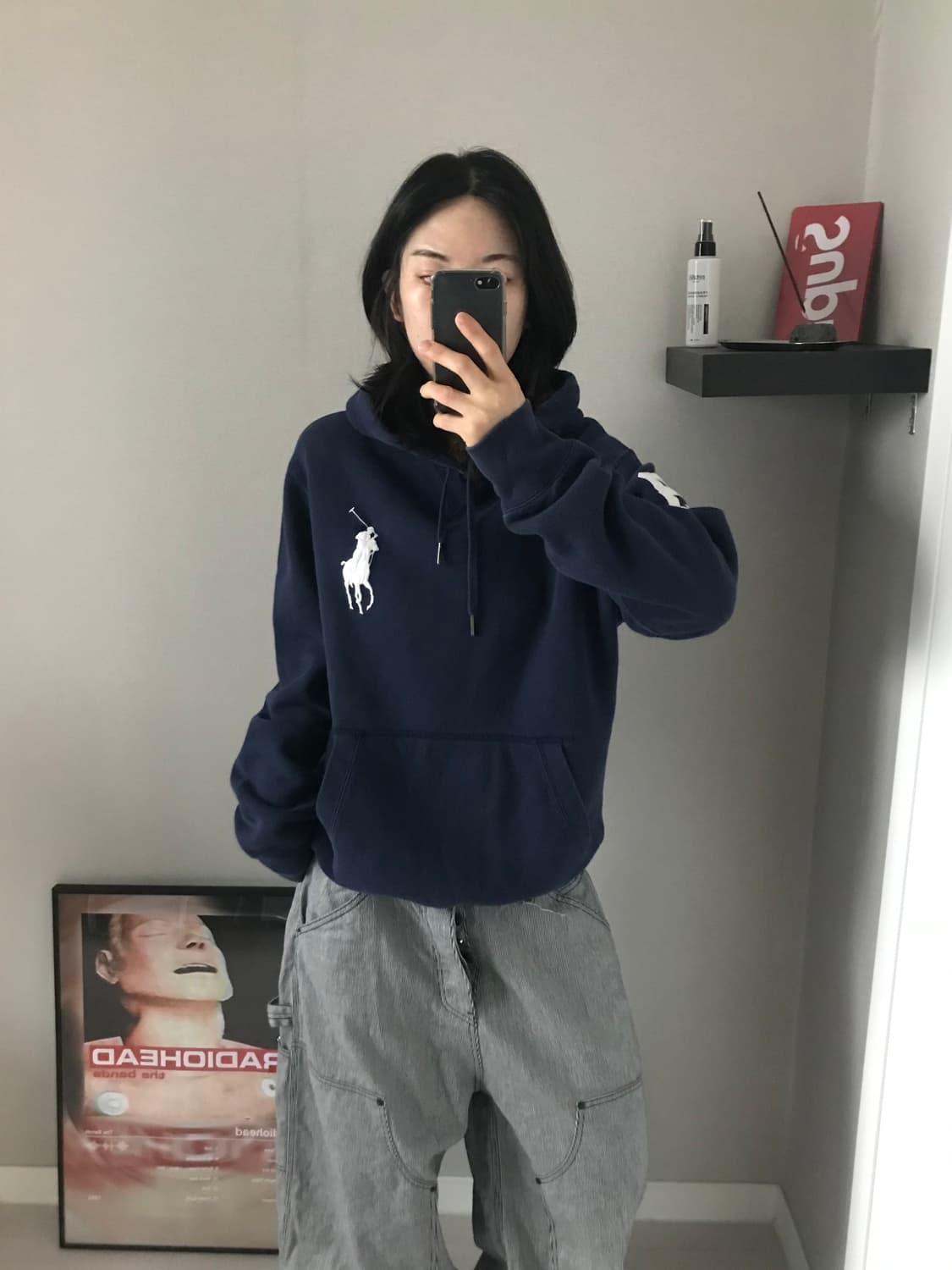 (주)서광 폴로 랄프로렌 빅포니로고 네이비 써멀 헤비 후드티 상품이미지1
