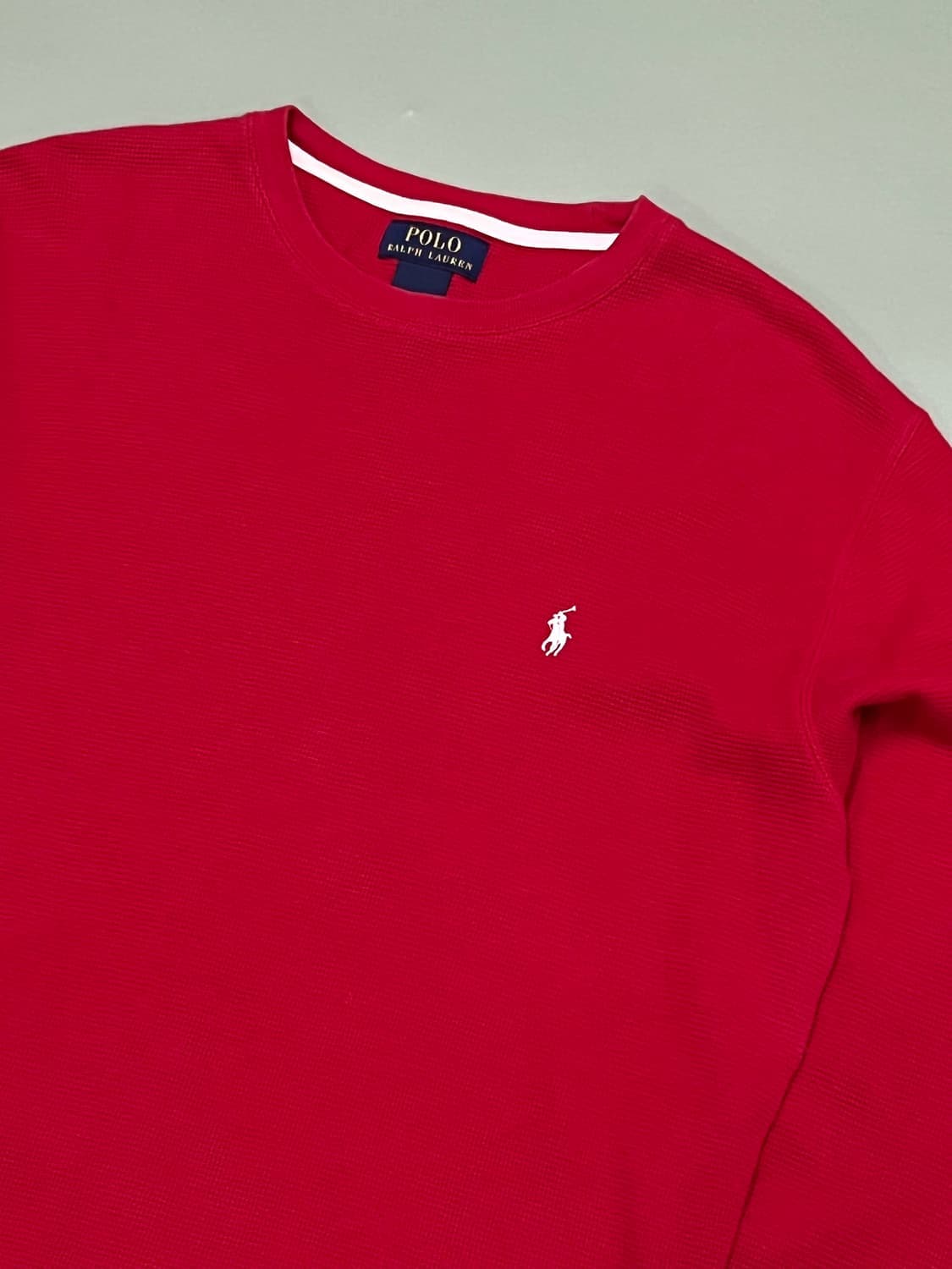 (M) 폴로 랄프로렌 라운드 와플 긴팔 티 레드 상품이미지3