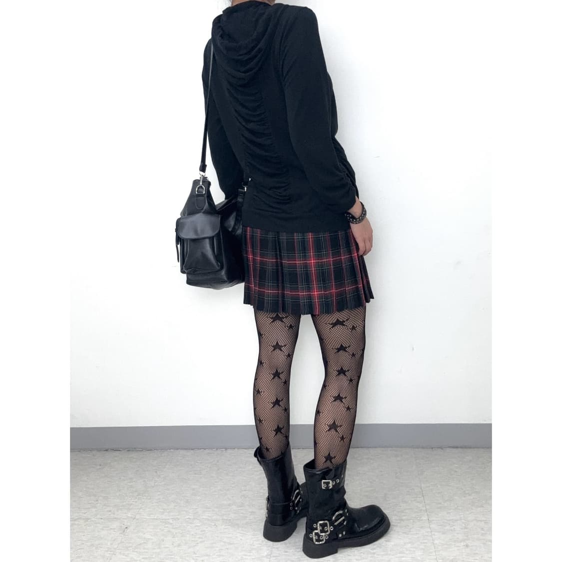 빈티지 블랙 셔링 후드집업 상품이미지3