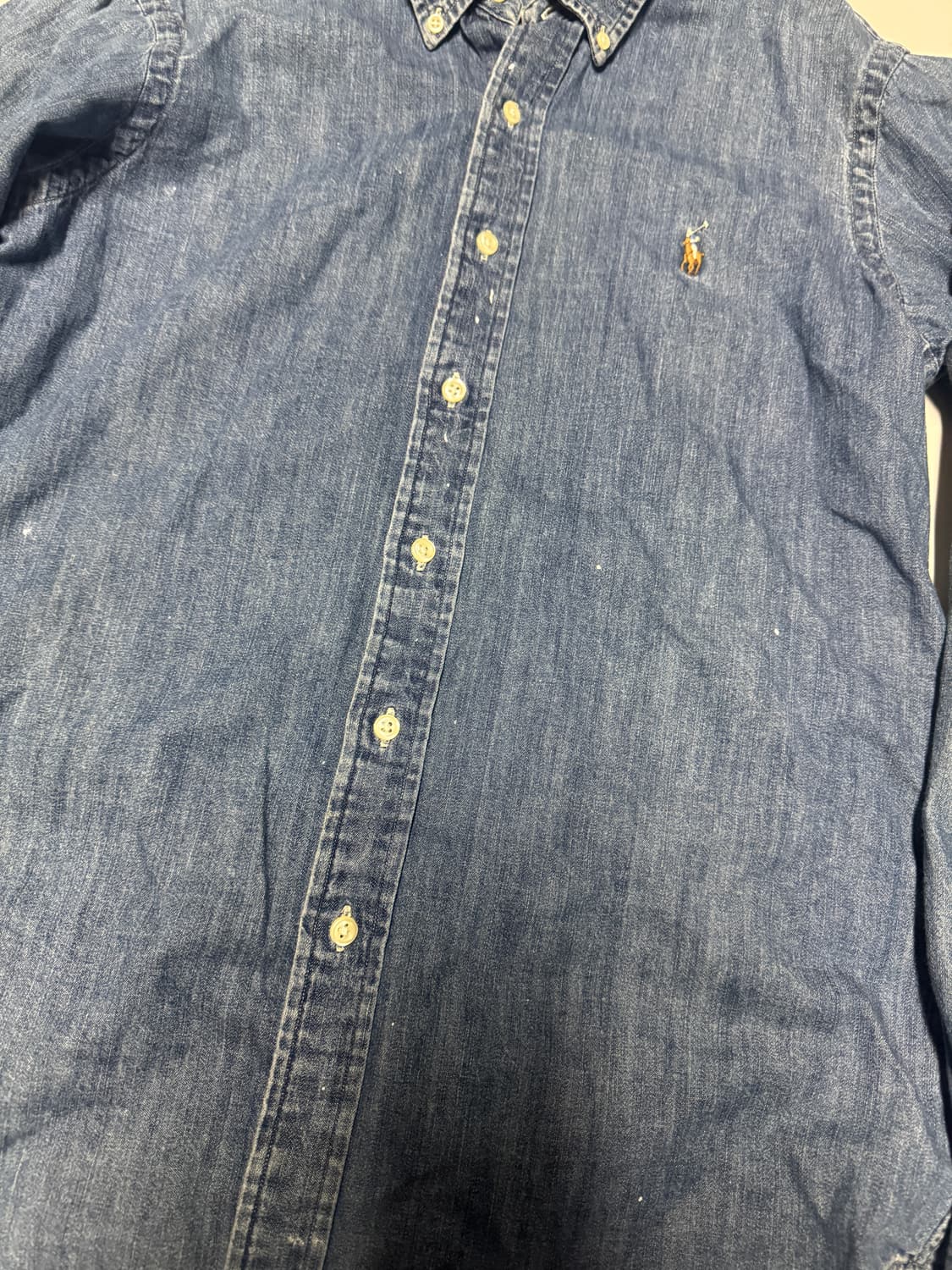 폴로 랄프로렌 신형 라벨 중청 워싱 데님 셔츠 S~M 상품이미지5